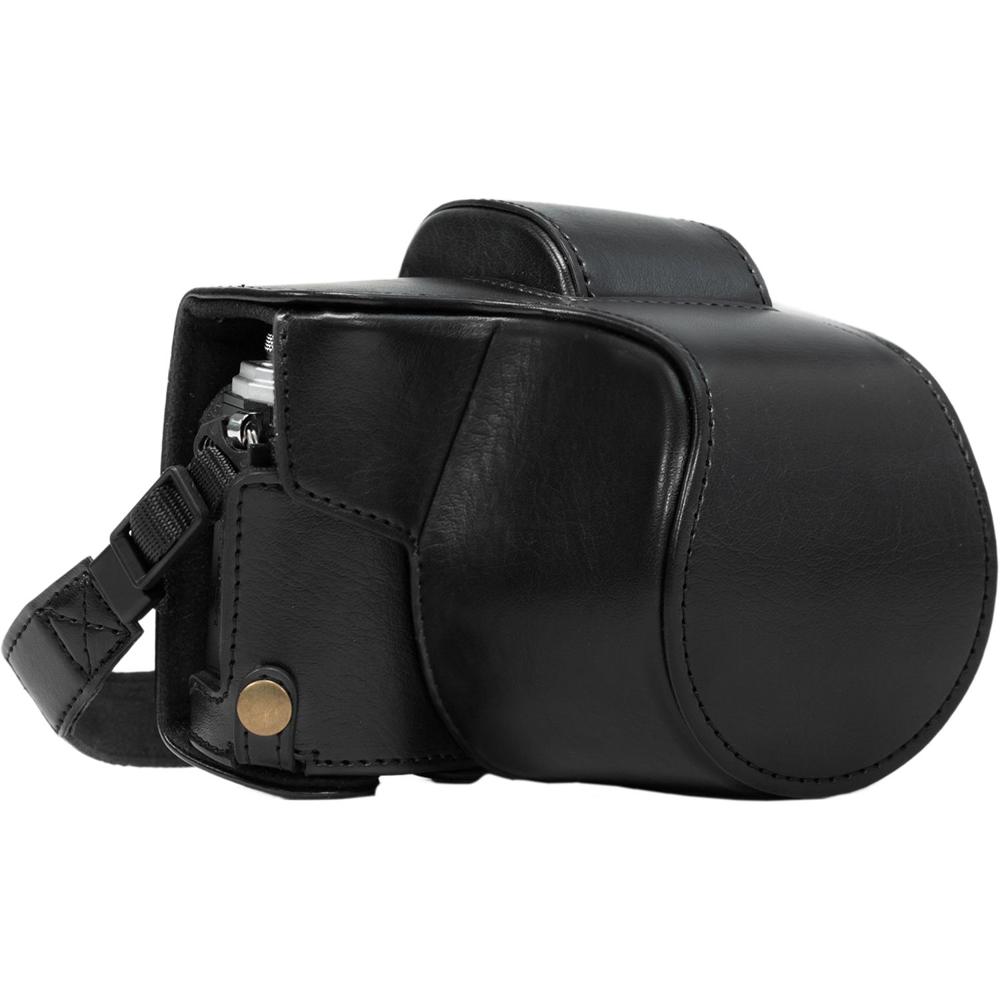 Funda de Cuero MegaGear MG636 Ever Ready para Olympus OM-D E-M10 Mark II, 14-42mm (Negra) - Acceso I