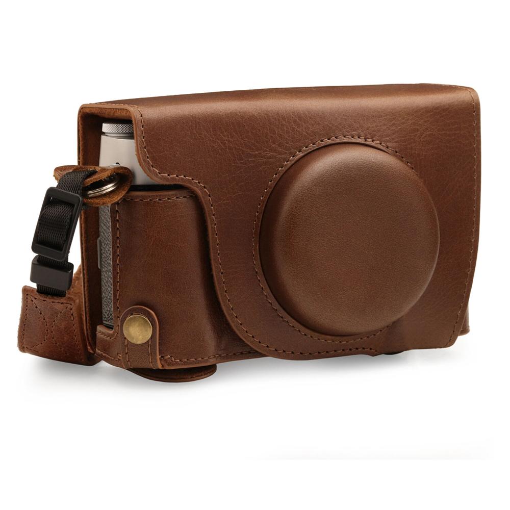 Funda de Cuero de Grano Superior MegaGear Ever Ready para Cámara FUJIFILM X100V (Marrón) - Protecció