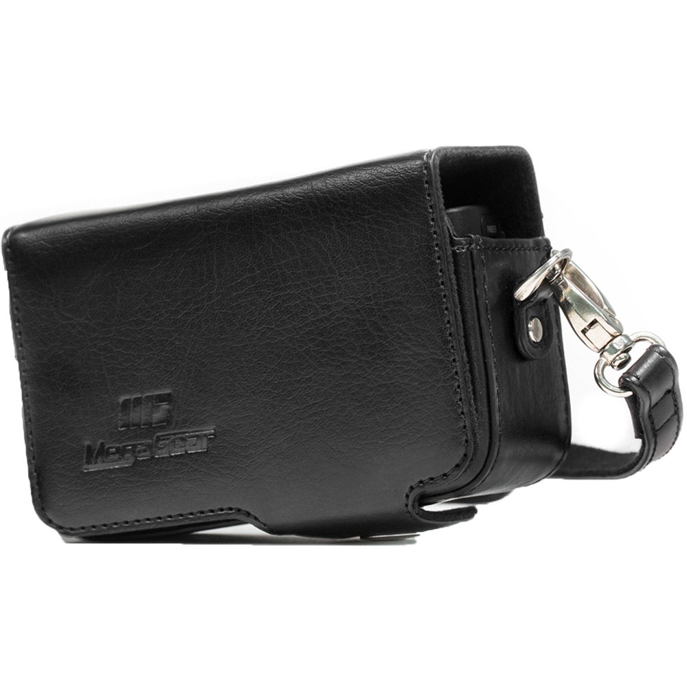 Funda de Cuero PU MegaGear con Correa para Canon PowerShot SX740 HS, SX730 HS (Negra) - Con Forro In