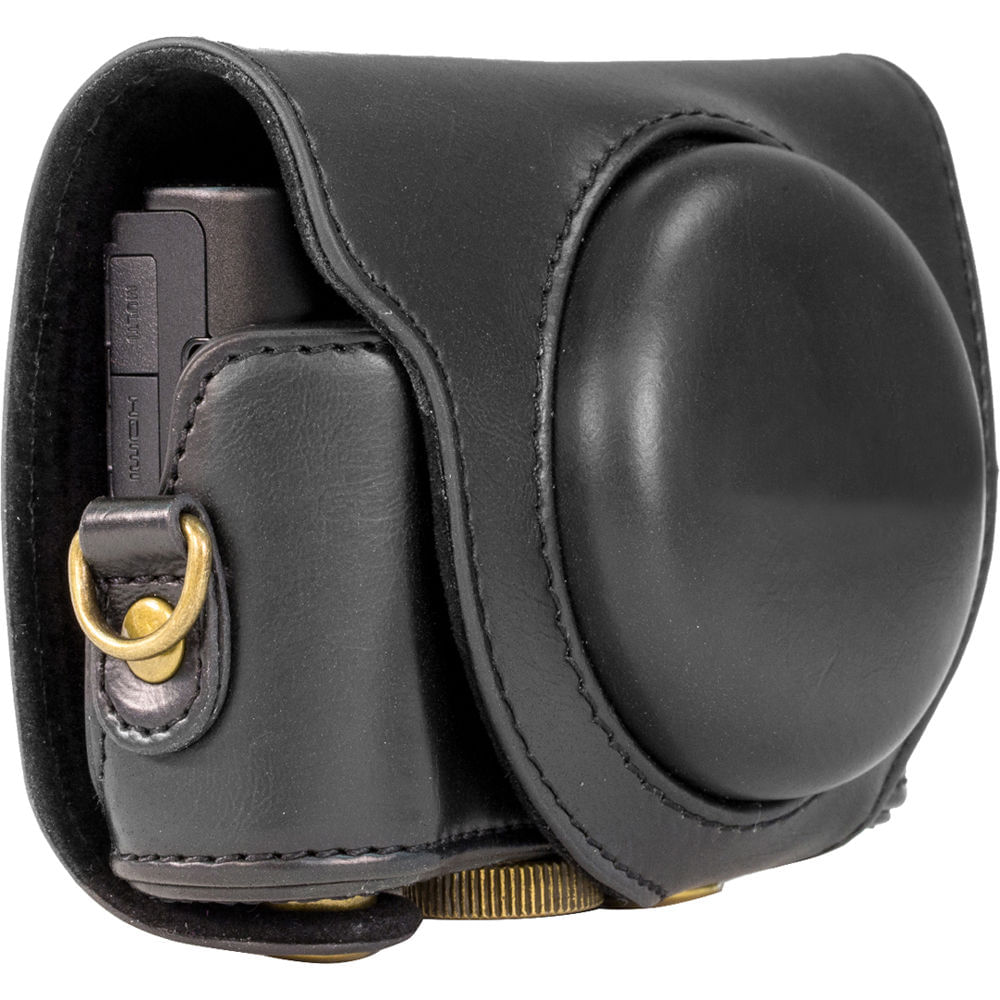 Funda de Cuero MegaGear Ever Ready para Cámara Sony Cyber-shot DSC-HX90V y HX80B (Negra) - Dos Pieza