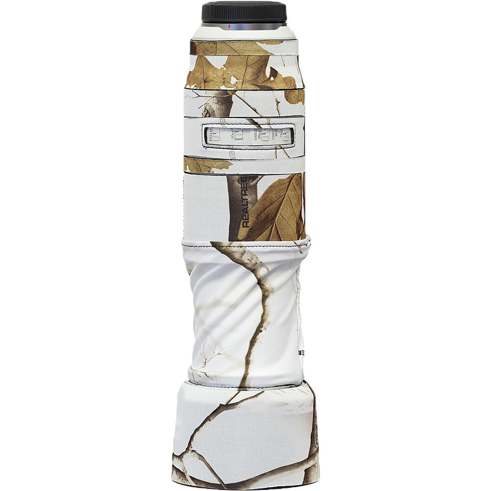 Funda LensCoat para Lente Canon RF 100-500 IS (Camuflaje RealTree AP Snow) - Protección contra Rayon