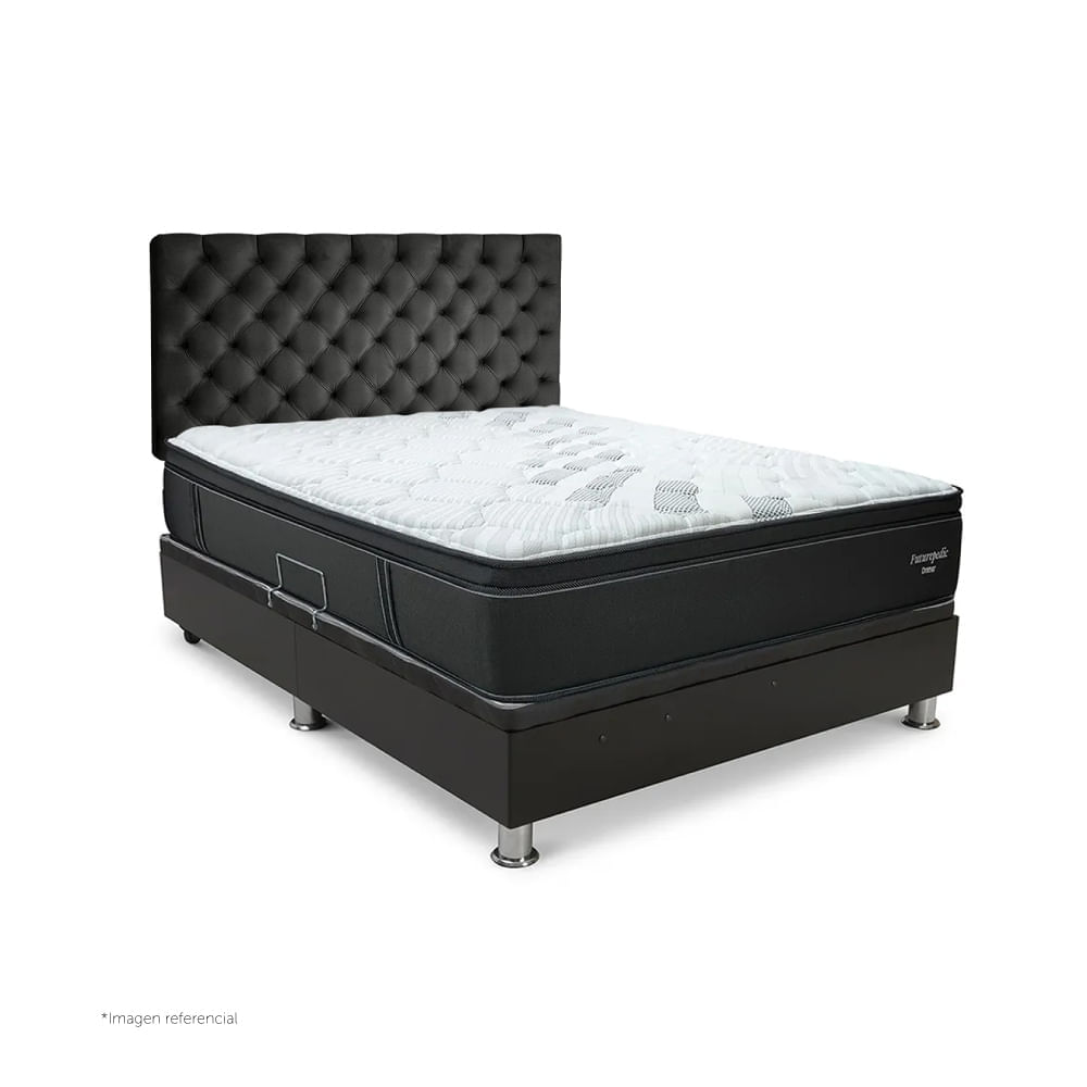 Dormitorio Praktibox Laqueado Futurepedic Queen Capitone Gris Oscuro