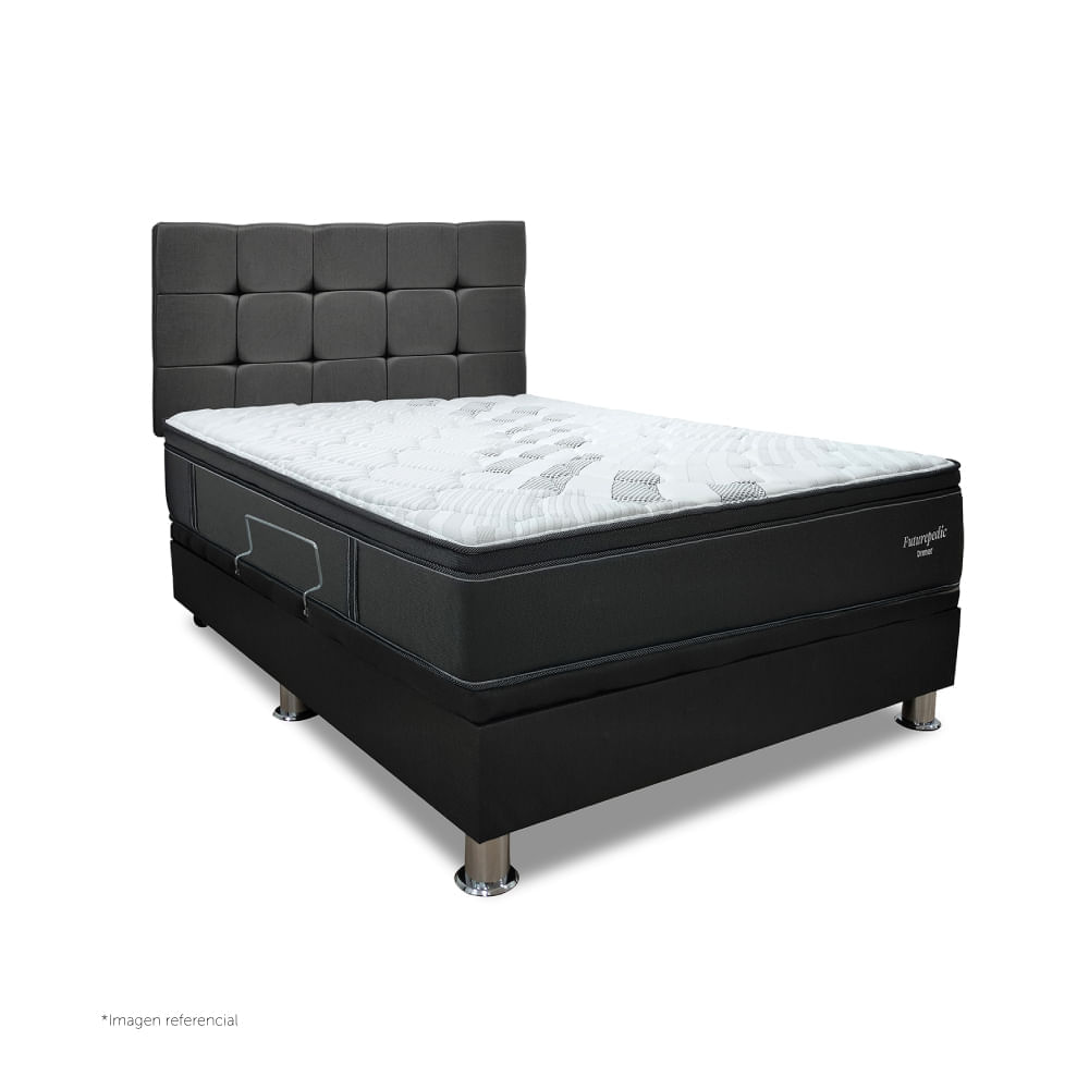 Dormitorio Praktibox Futurepedic 2 Plazas Cuadros Gris Oscuro