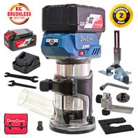 Ruteadora Fresadora Tupi de Mano Inalámbrica 6.35mm Dongcheng DCMP6BM 20V 2Bat x 4Ah Brushless