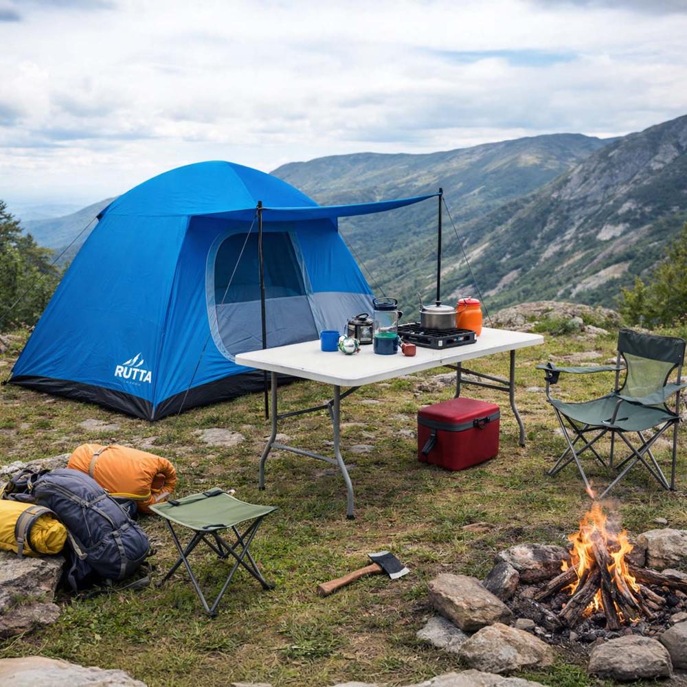 Combo Camping 4P Carpa Impermeable Yosemite Mesa Plegable 180 cm