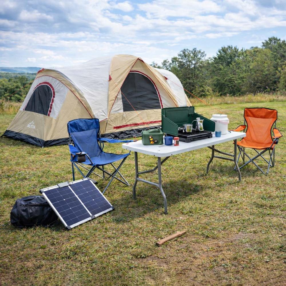 Combo Camping Outdoor 10P Beige Carpa Impermeable  Mesa Plegable 180 cm