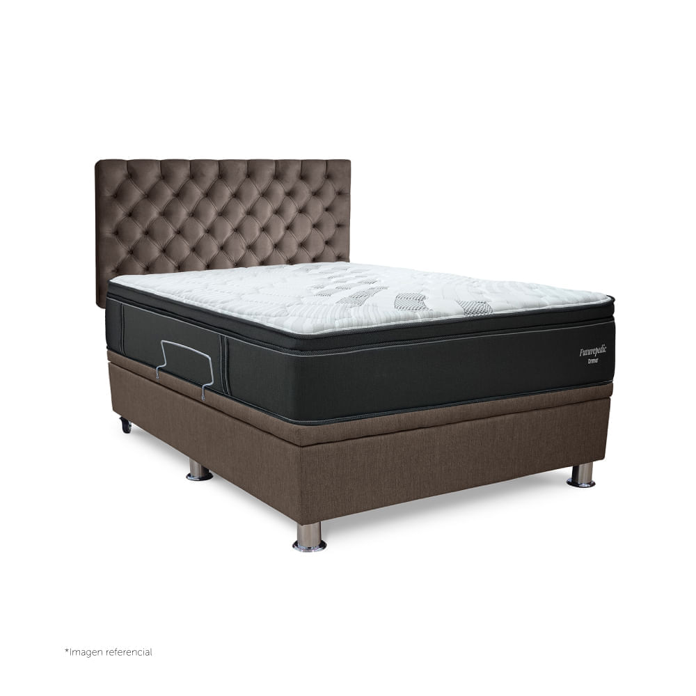 Dormitorio Praktibox Futurepedic 2 Plazas Capitone Marron