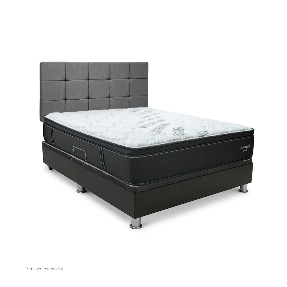 Dormitorio Praktibox Laqueado Futurepedic 1.5 Plazas Cuadros Gris Plata