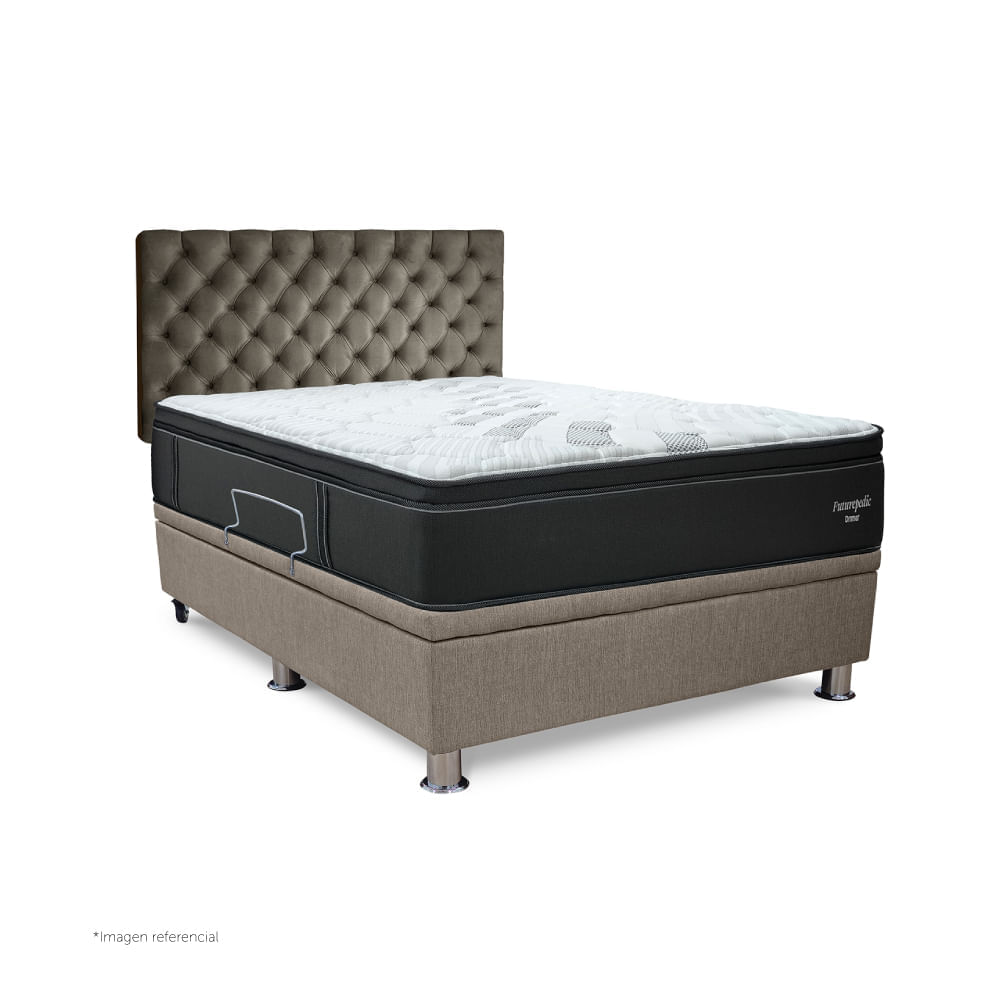 Dormitorio Praktibox Futurepedic Queen Capitone Beige Vivid