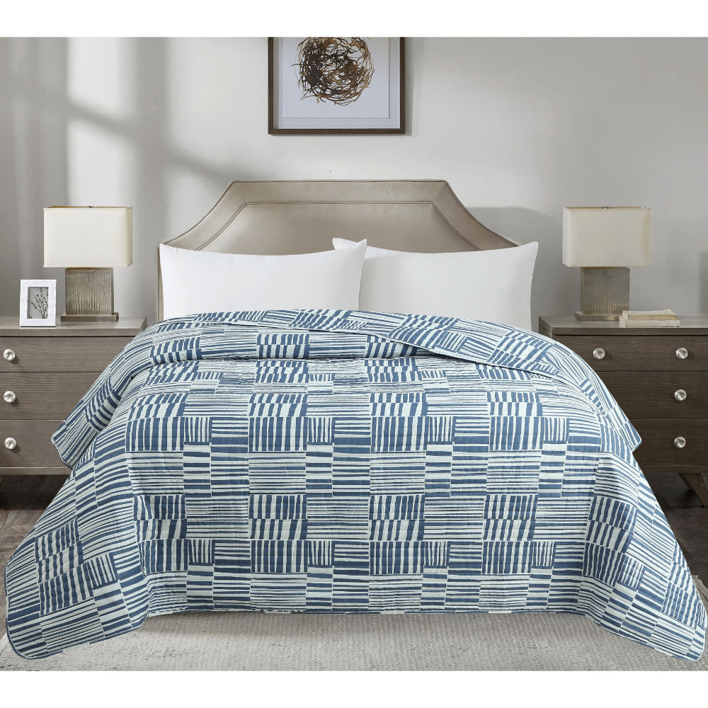 Cubrecama Pv26 Ultrasonic Print Lineas Abs Queen