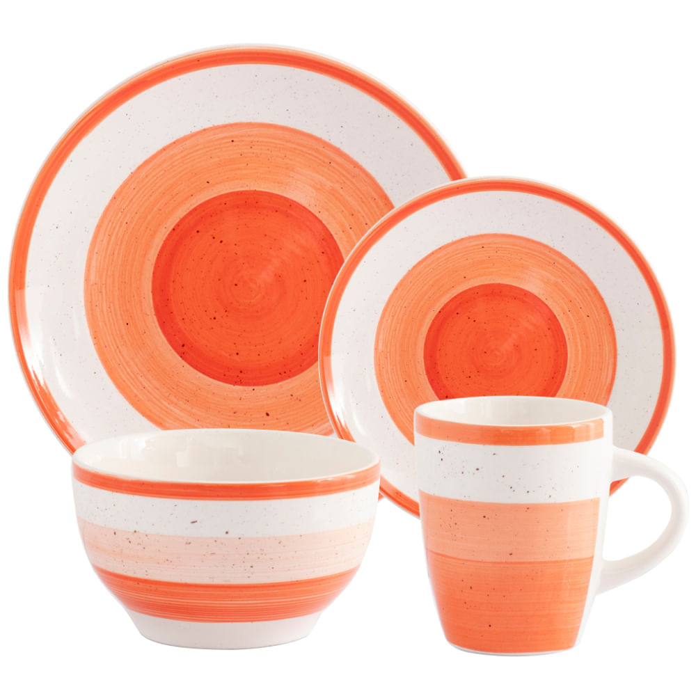 Juego De Vajilla Ceramica Naranja
