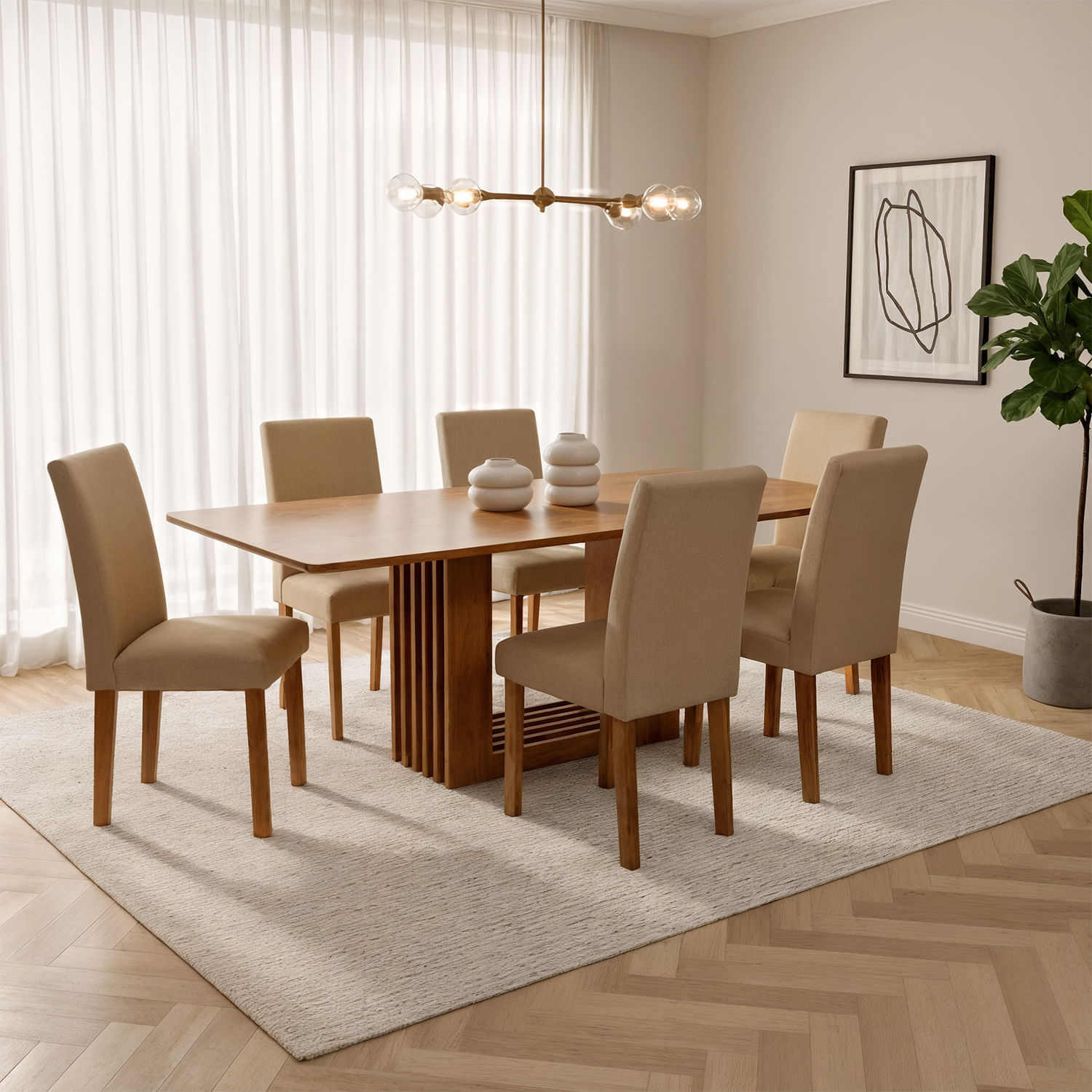 Juego De Comedor Ariela 6 Sillas Marrón