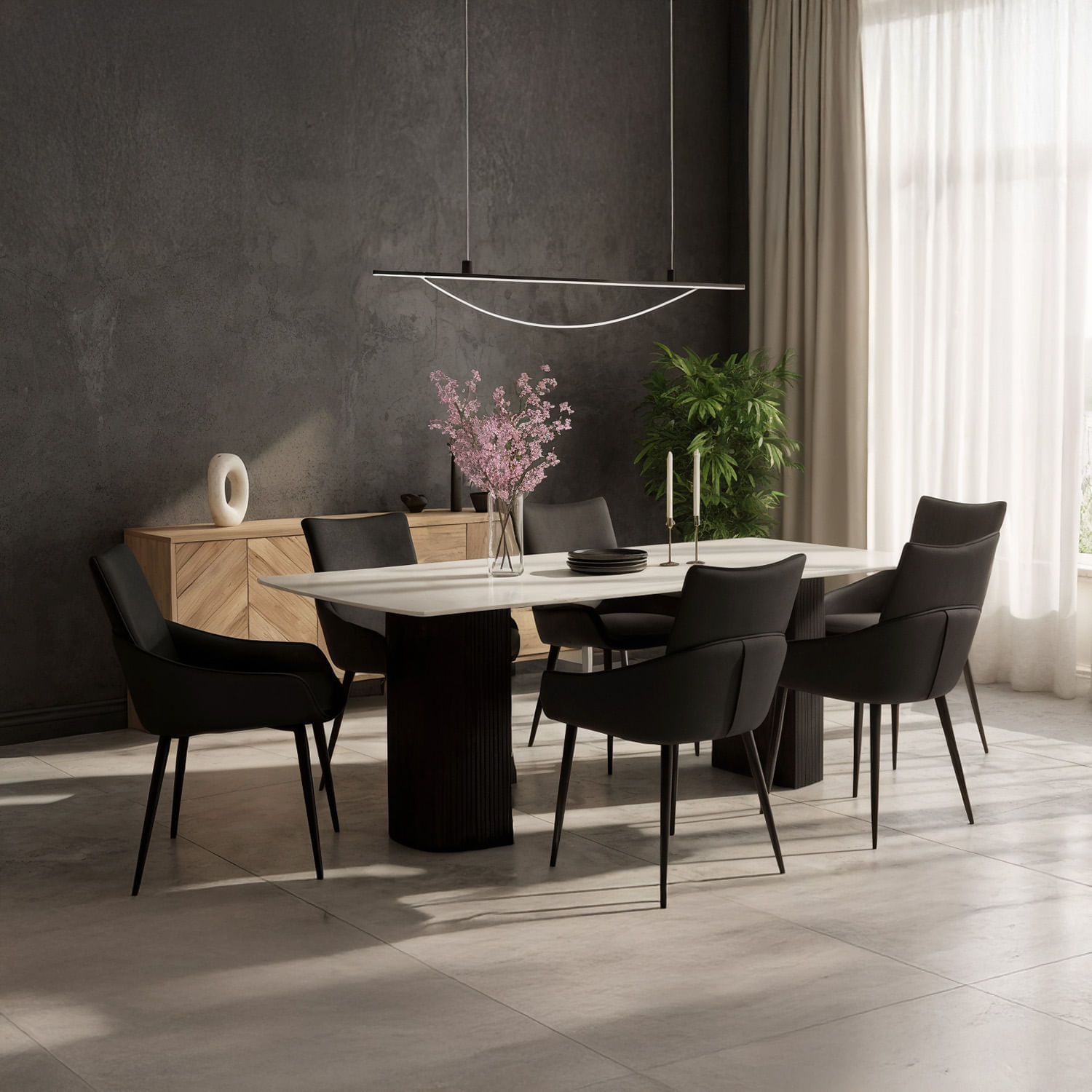 Juego De Comedor Francesco 6 Sillas Gris