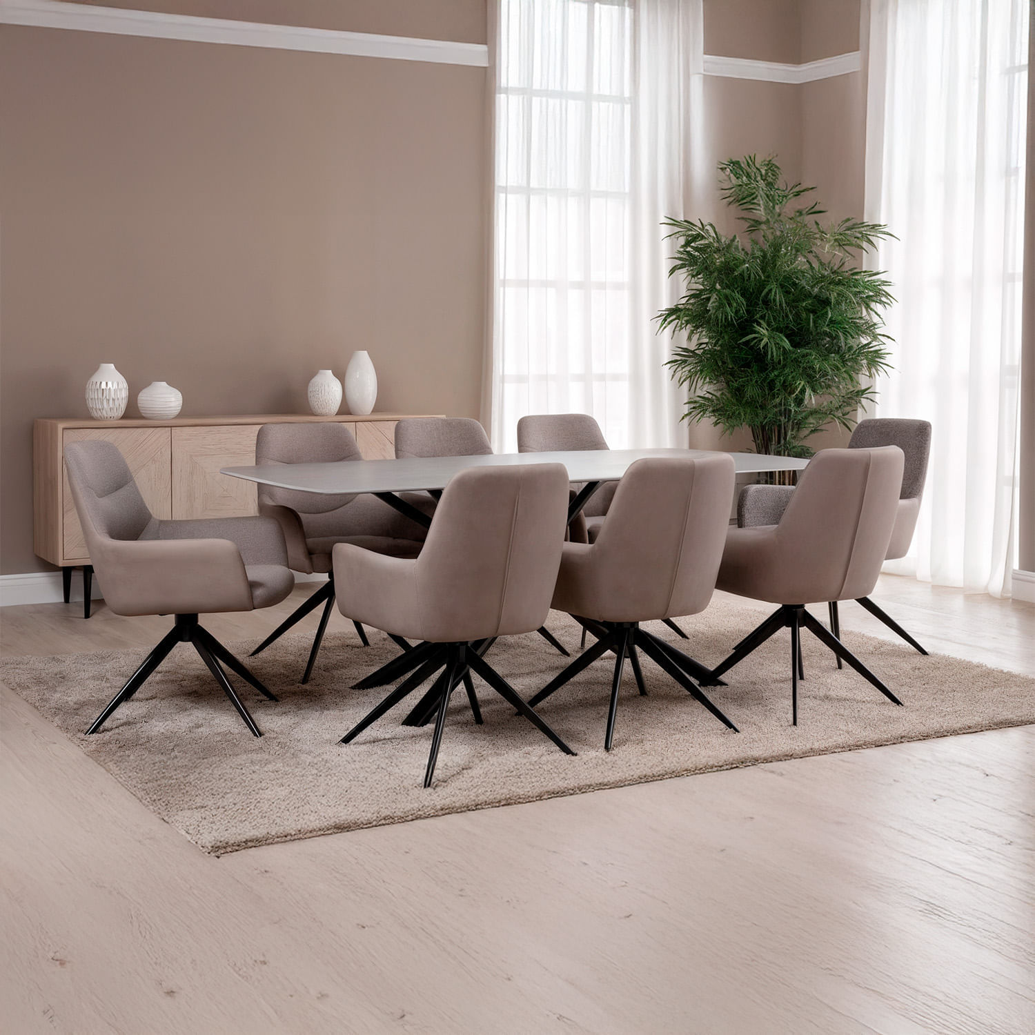 Juego De Comedor Alessandro 8 Sillas Gris