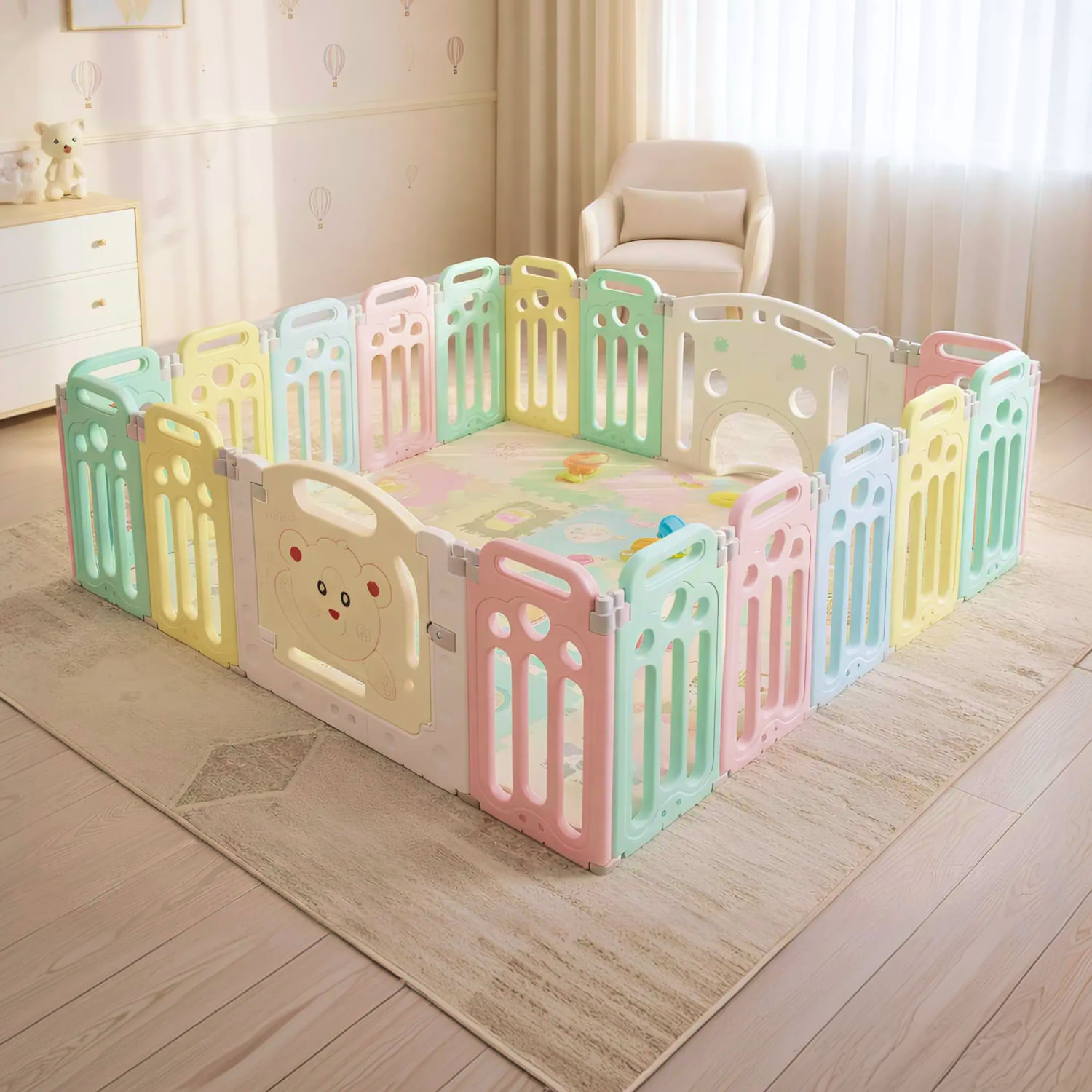 Corral Para Bebé 176 X 174 X 60.5 Cm Rosa