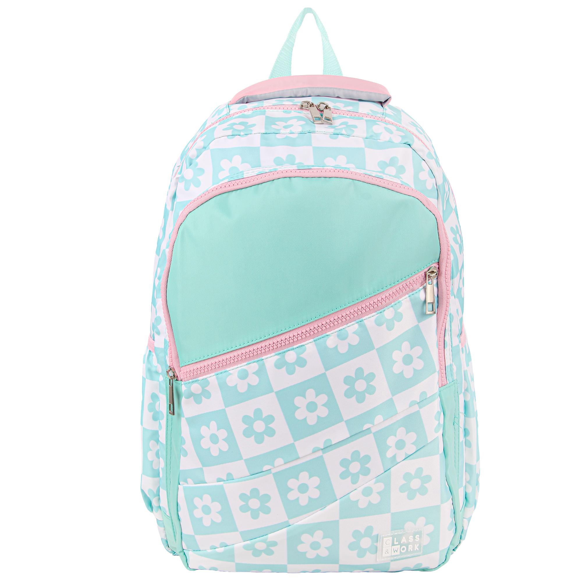 Mochila 3 Cierres Flores Aqua CLASS&WORK