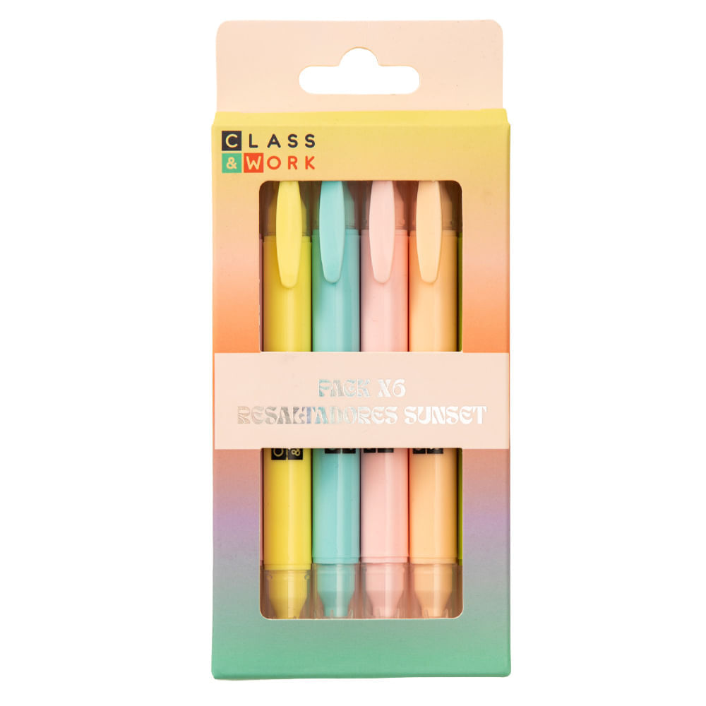 Resaltadores Sunset CLASS&WORK pack x6