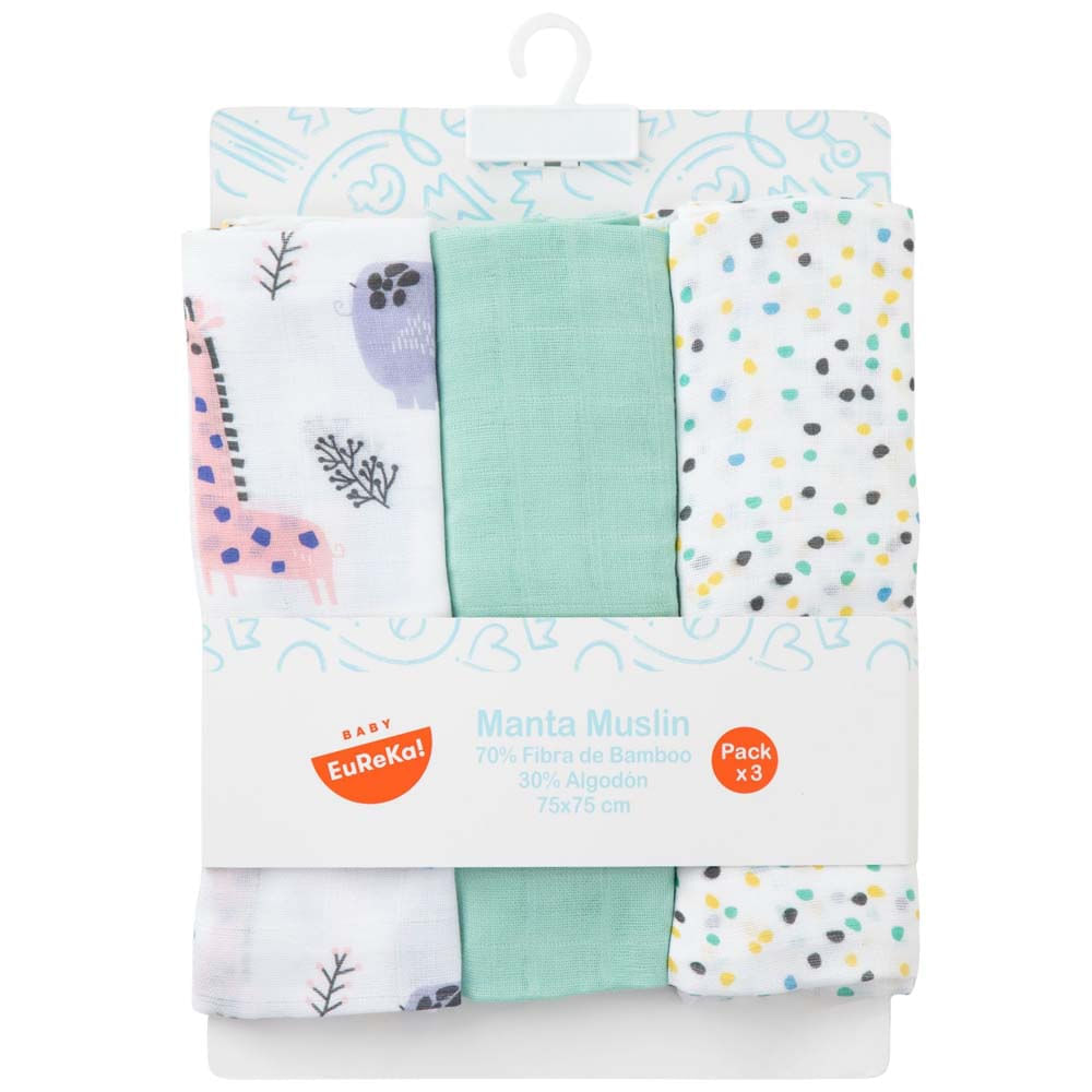 Cuna Manta Muselina Niña BABY EUREKA x3un PV