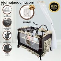 Cuna Corral de Lujo ORIANE con Mecedora Movil Beige