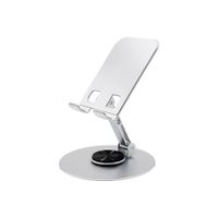 Soporte Metálico Ajustable y Plegable para Celulares MOVISUN SPT 01 con Rotación 360 Color Plateado