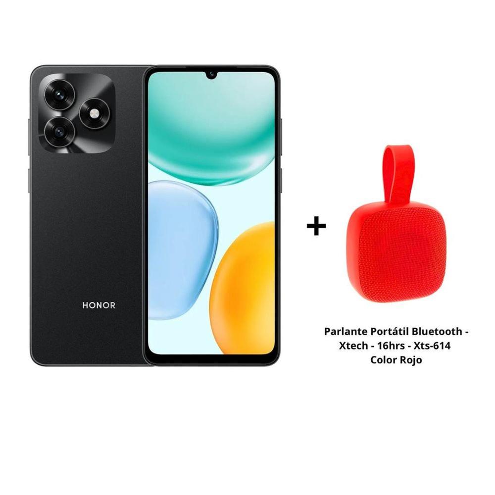 Pack Celular HONOR X5c Plus 4GB Ram Negro +  Parlante Portátil Xtech Xts-614 Color Rojo