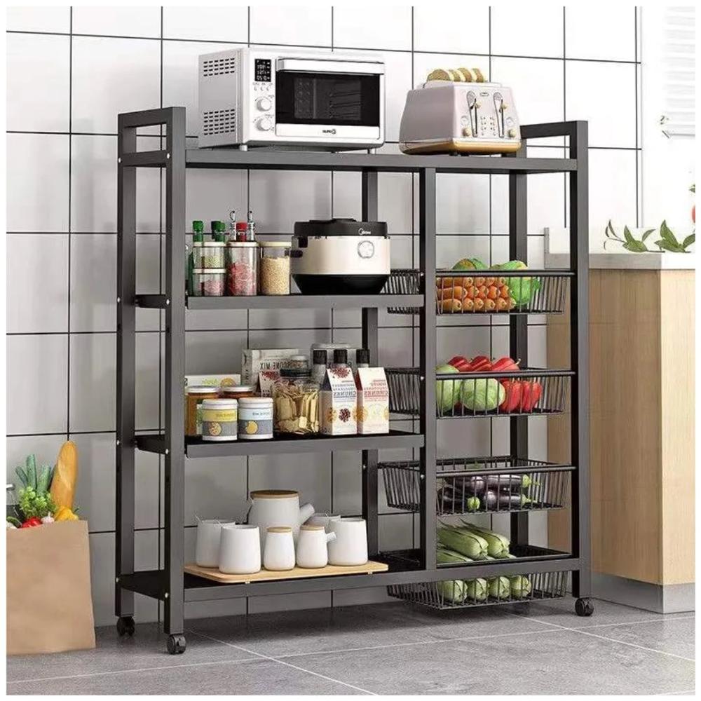Estante Organizador de Cocina Multiusos de Metal con Ruedas 128x90x32cm