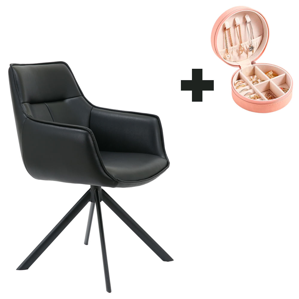 Butaca Cuero Giratoria 360 grados Buckingham Harland Negro