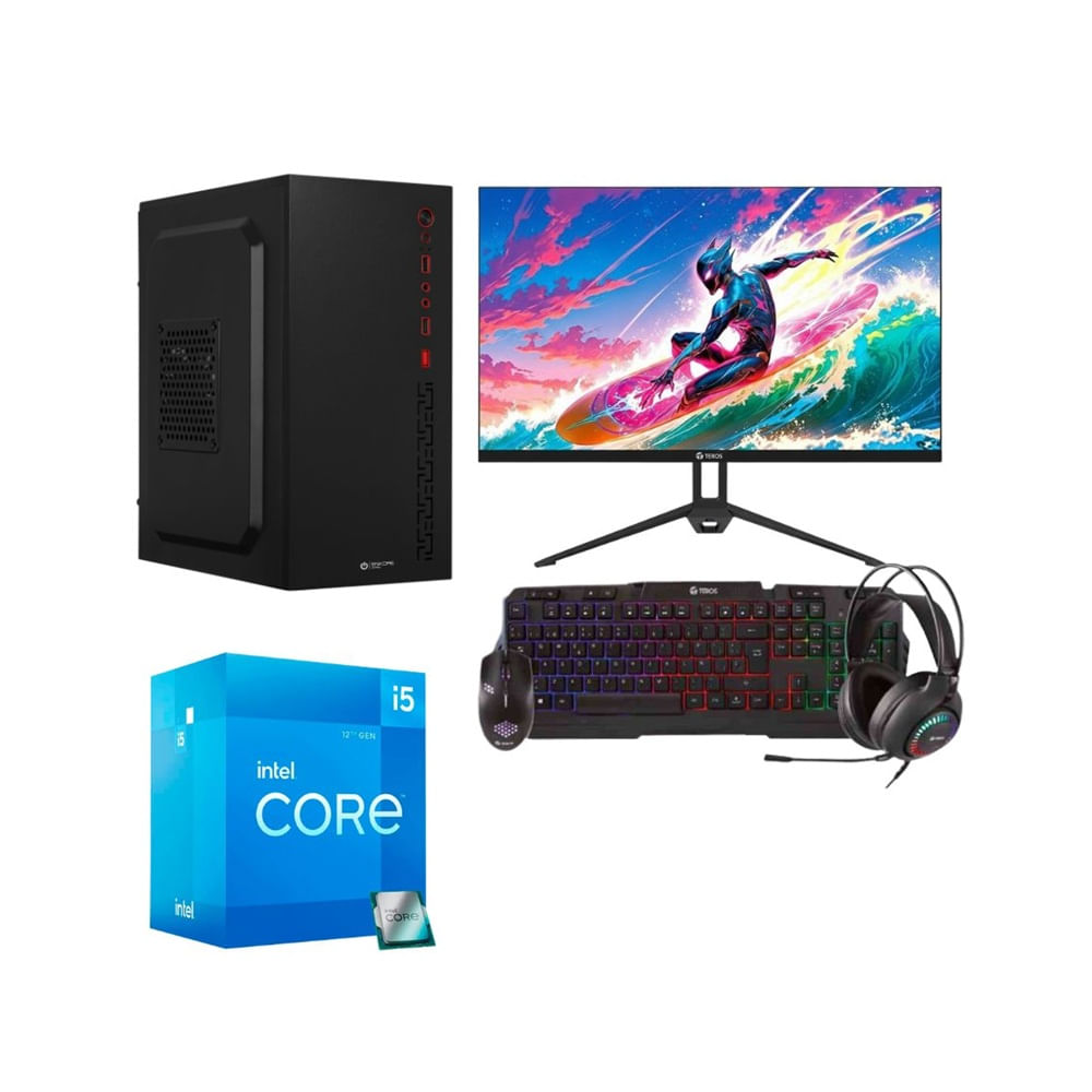 Combo PC Enkore Intel Core i5 12va-kit Gamer 4 en 1 Intel Core i5 1TB SSD 16GB-Monitor IPS 24 Negro