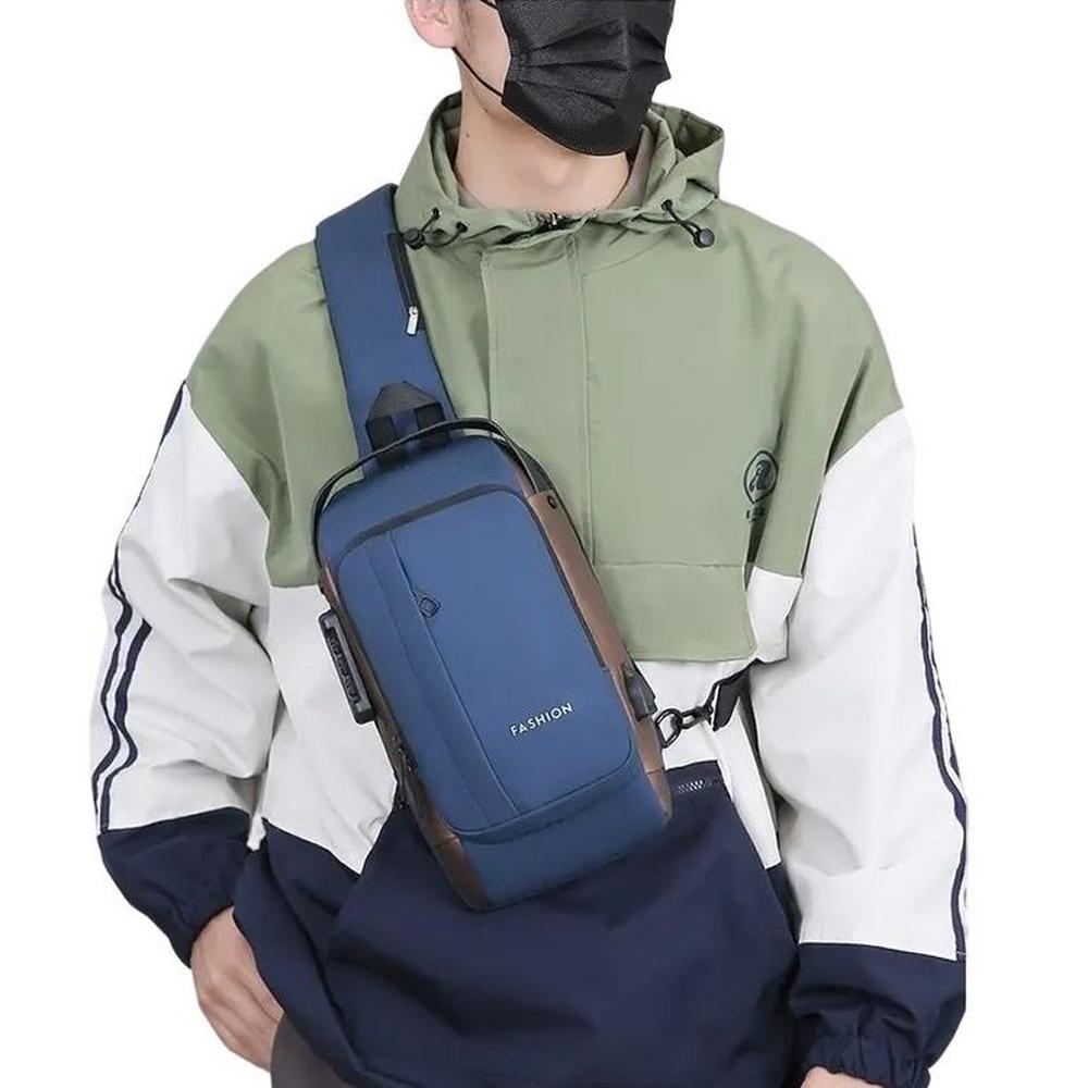 Mochila Morral Antirrobo Candado Clave Azul/marrón USB  Bolso Genieka.