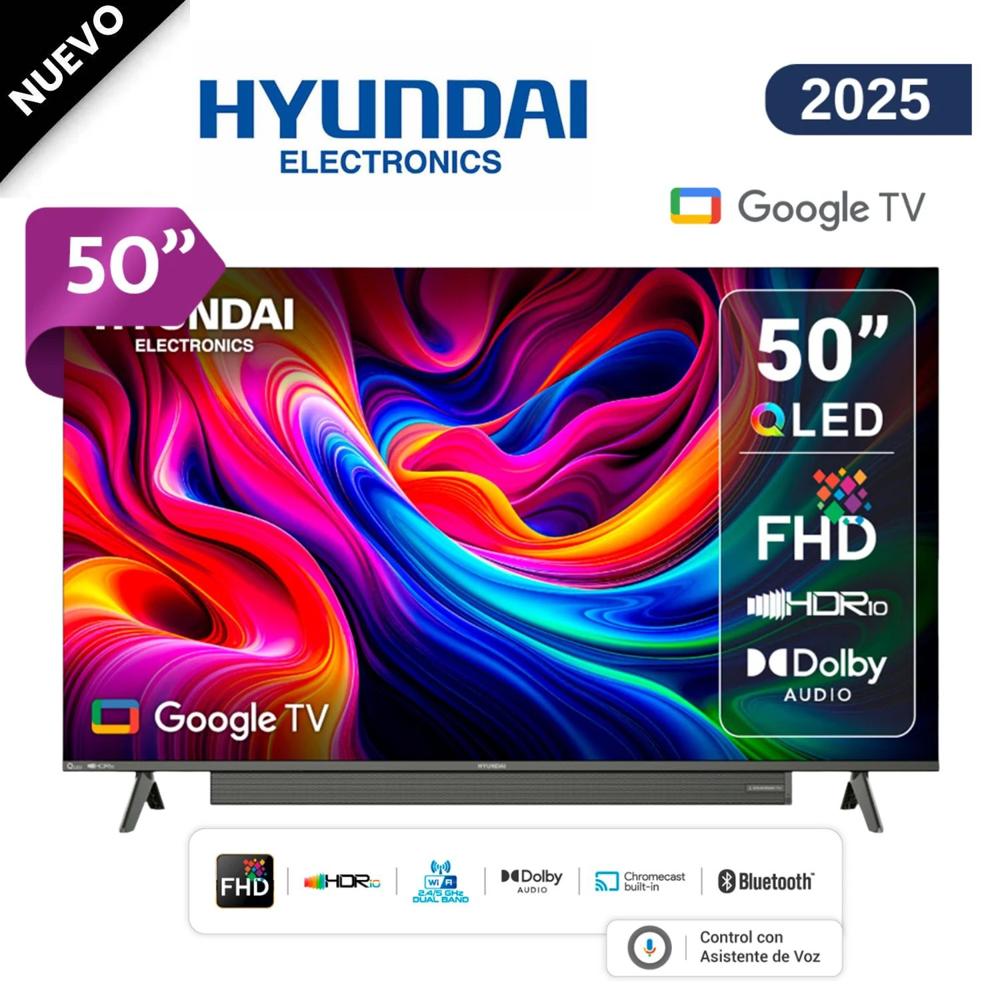 TELEVISOR HYUNDAI 50 QLED SMART TV GOOGLE TV 4K UHD 2025 - HYLED5029QFG