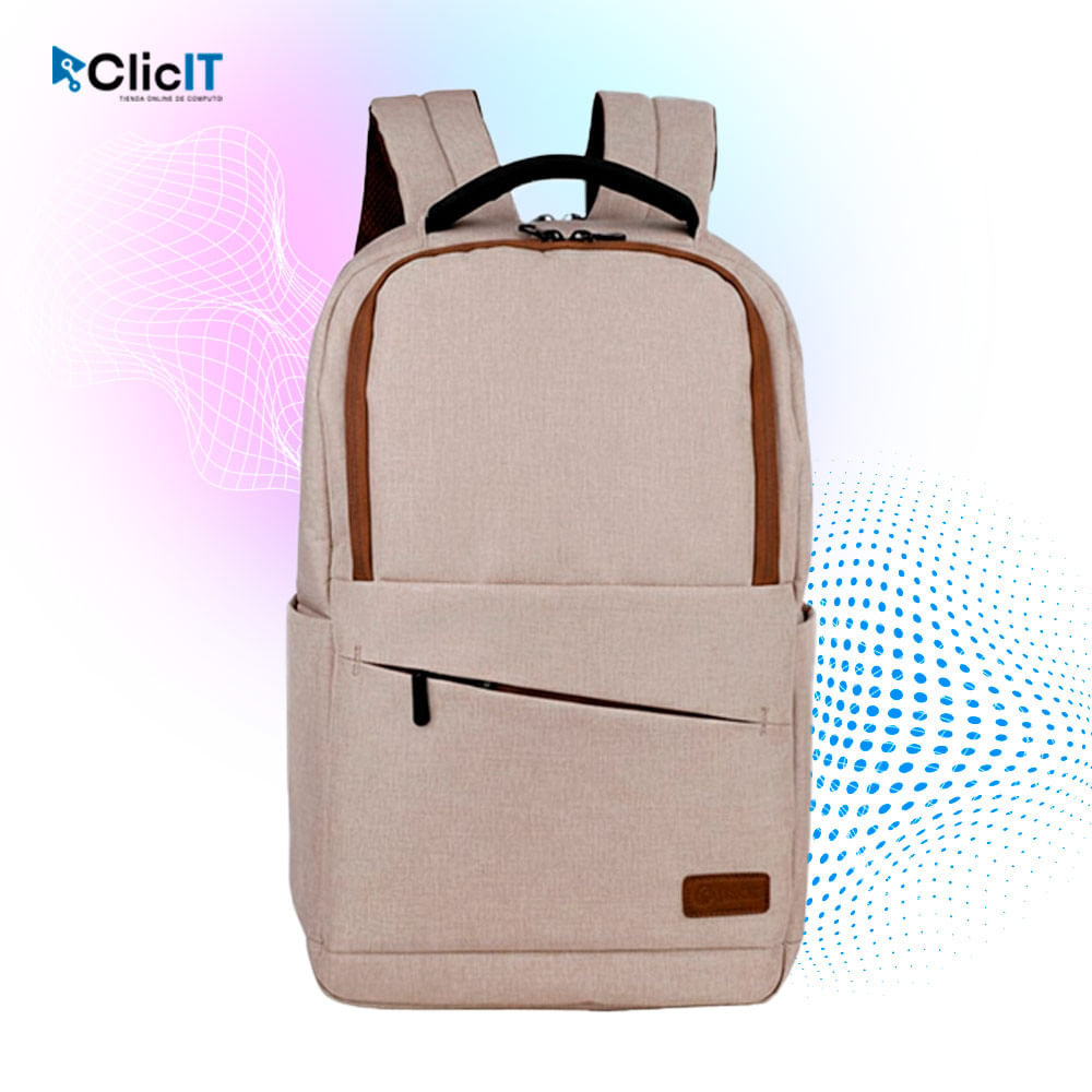 MOCHILA TEROS POLIÉSTER SOPORTA NOTEBOOKS DE HASTA 15.6 COLOR BEIGE PN-TE-ACS9012