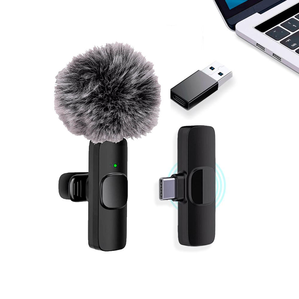 K8 Micrófono Solapero Inalámbrico Tipo C y adaptador USB