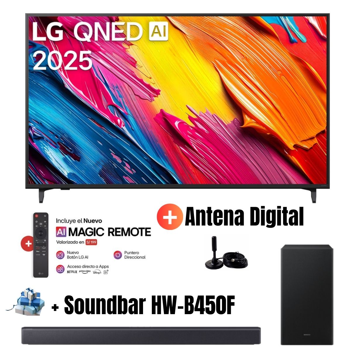 Televisor 55'' LG QNED UHD 4K WebOS 55QNED70ASA - Ant - Soundbar HW-B450F