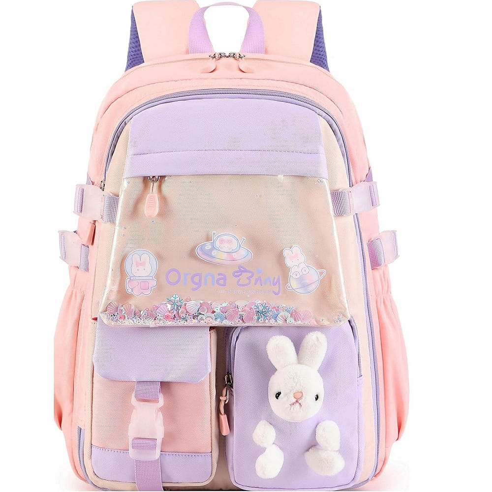 Mochila Escolar Kawaii Juvenil Coreana Medd Dunny Conejo Rosa
