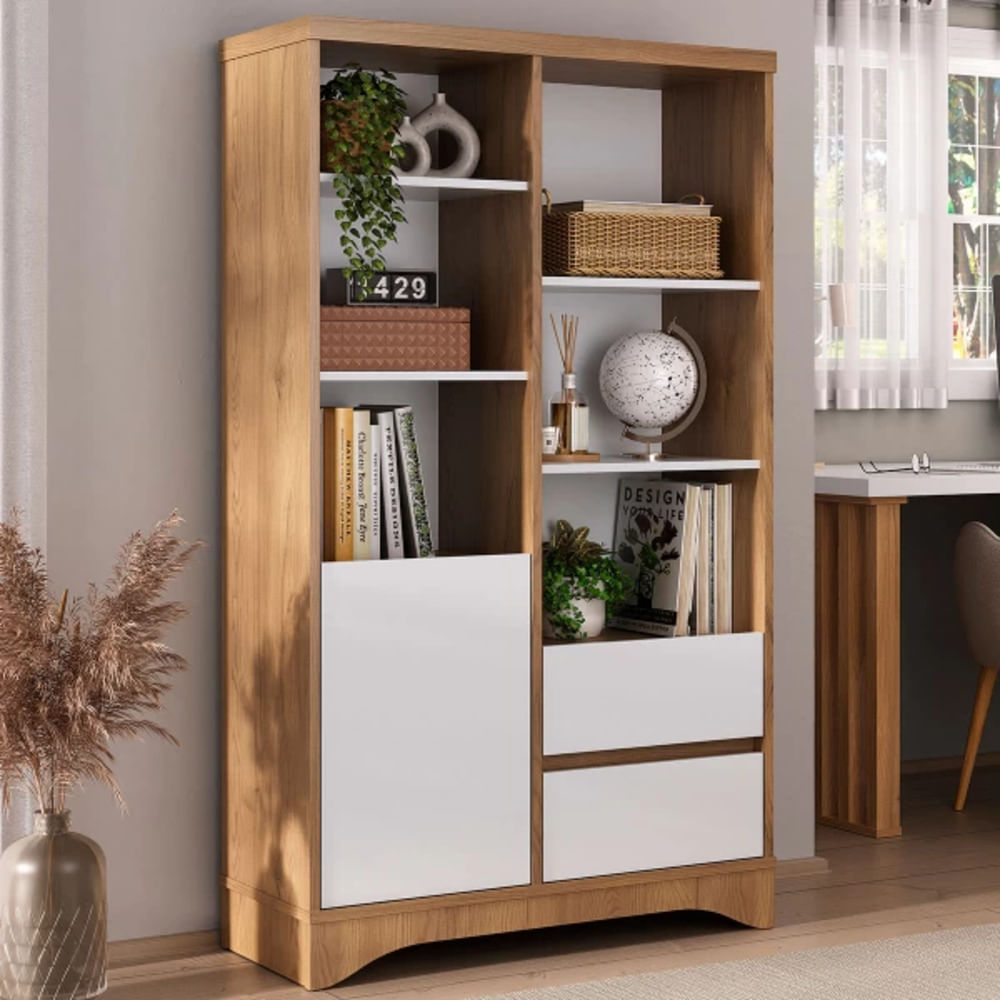 Librero Moderno Olmos color Marrón Blanco TU MESITA Librero Moderno Olmos color Marrón Blanco TU MESITA