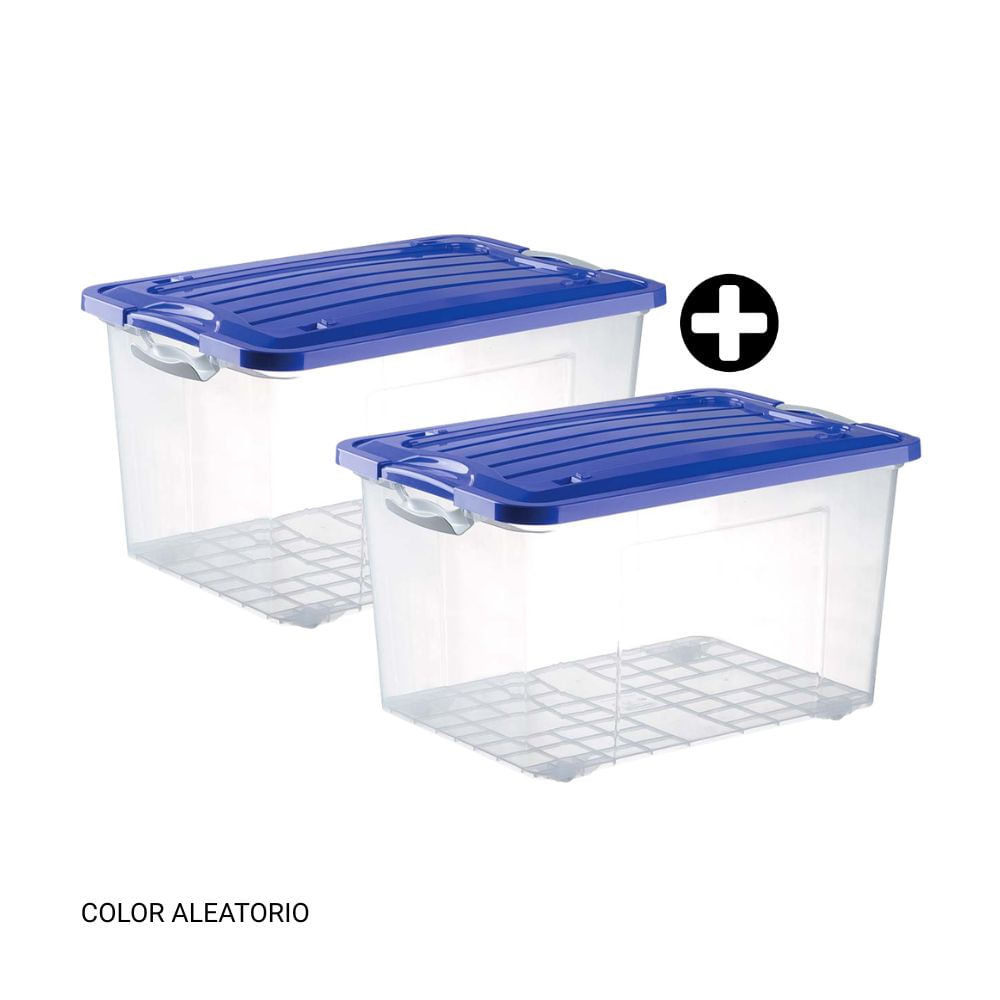 COMBO 2 Cajas estelar con tapa y ruedas #50 Polinplast - con Tapa Color Aleatorio