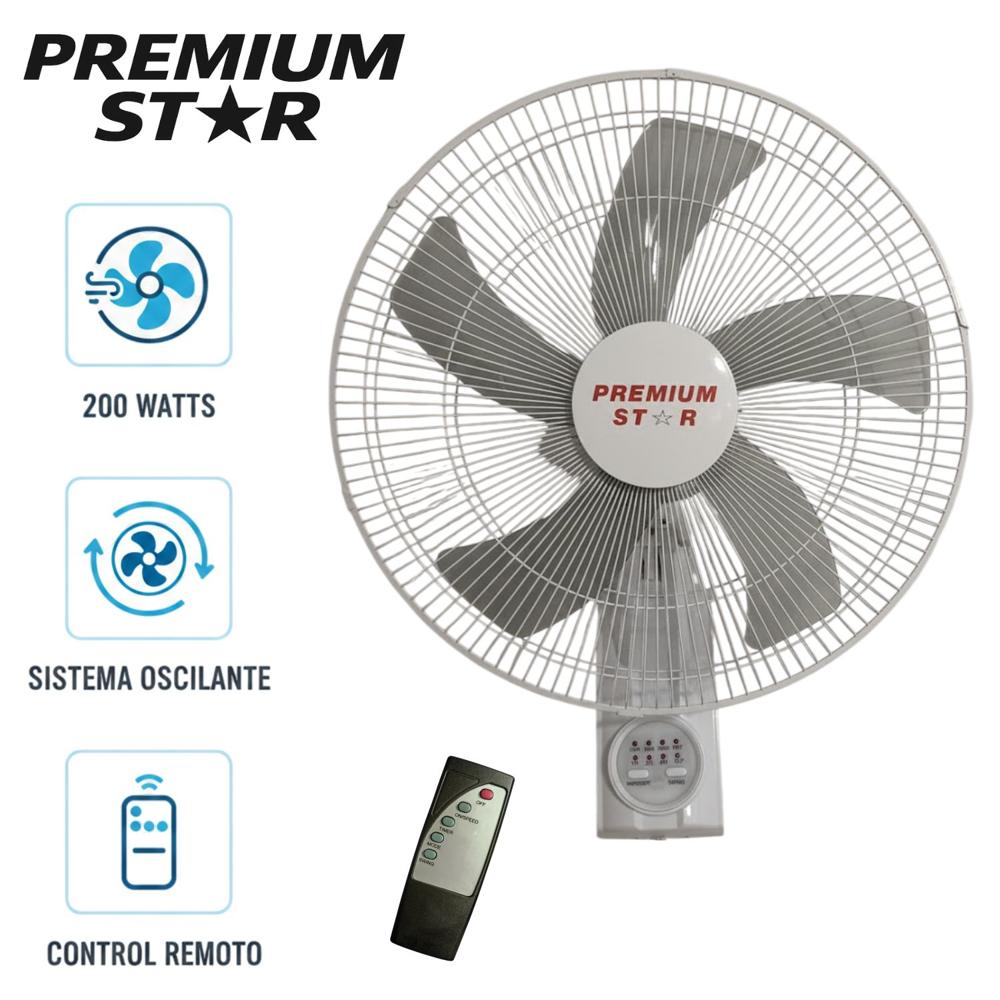 Ventilador de Pared con control Remoto Premium Star 18 Pulg  Blanco 200 W