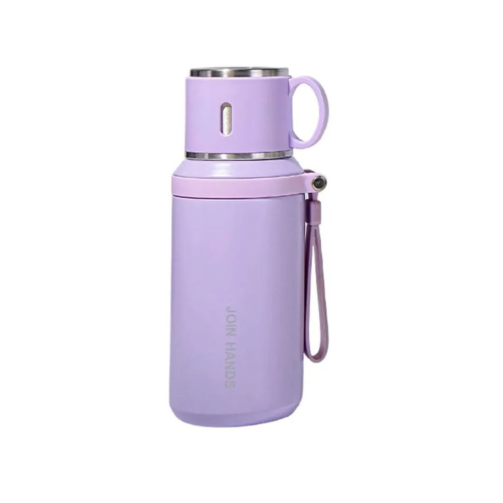 Termo Acero Inoxidable Lila 600ml Modelo Cinta