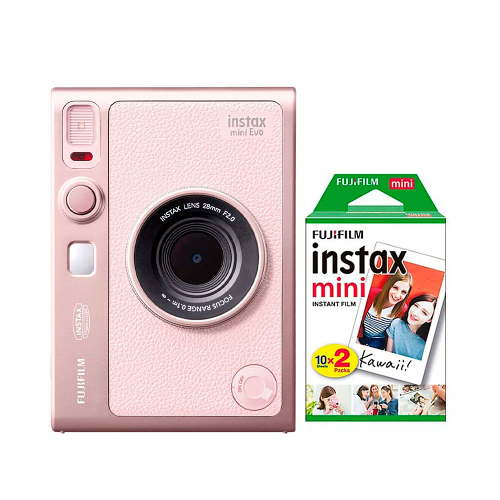 Camara Fujifilm Instax Mini Evo Rose  Pack Pelicula x20und
