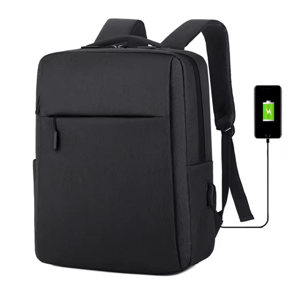 Mochila Unisex para Laptop con Puerto USB - NEGRO