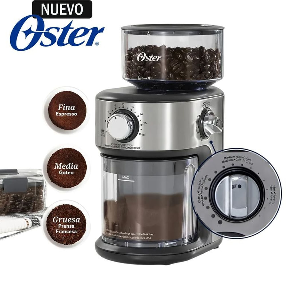 Molinillo de Café Automático Oster® BVSTBMH24 con 18 Niveles de Molienda