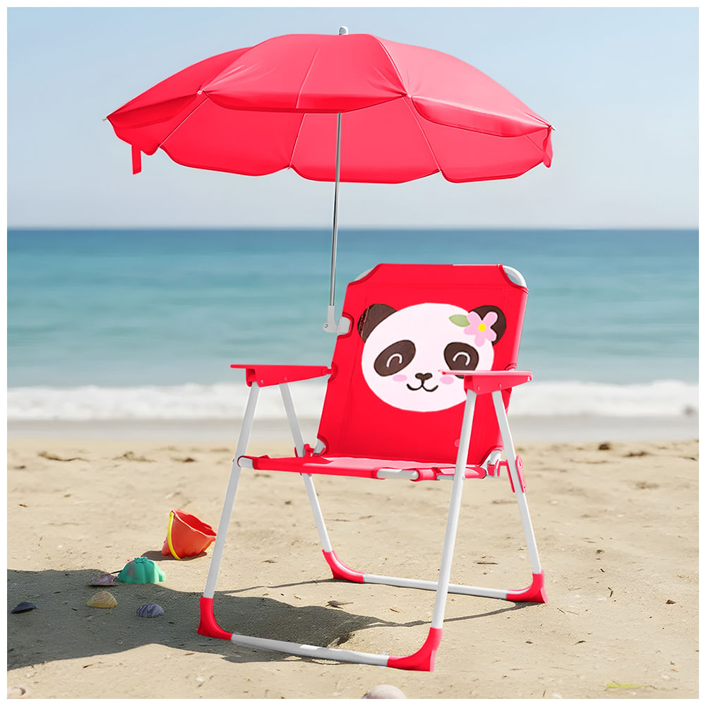 Silla para Niños Plegable con Sombrilla Diseño Panda Fucsia XC6