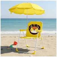 Silla para Niños Plegable con Sombrilla Diseño León Amarillo XC6