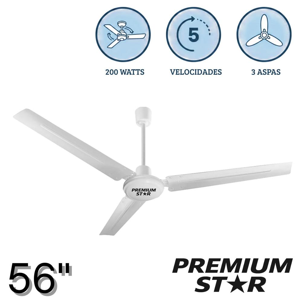 Ventilador de techo 56 Pulg Premium Star 200 W Blanco