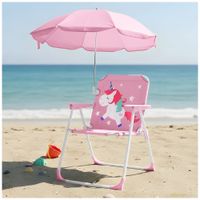 Silla para Niños Plegable con Sombrilla Diseño Unicornio Rosado XC6