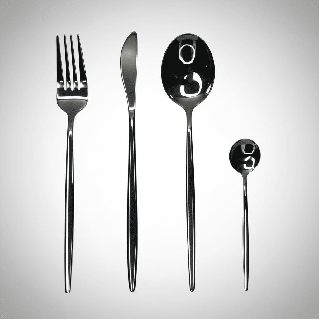 Set de Cubiertos Vintage Negro Mate de Acero Inoxidable de 4 Piezas con Caja de Regalo