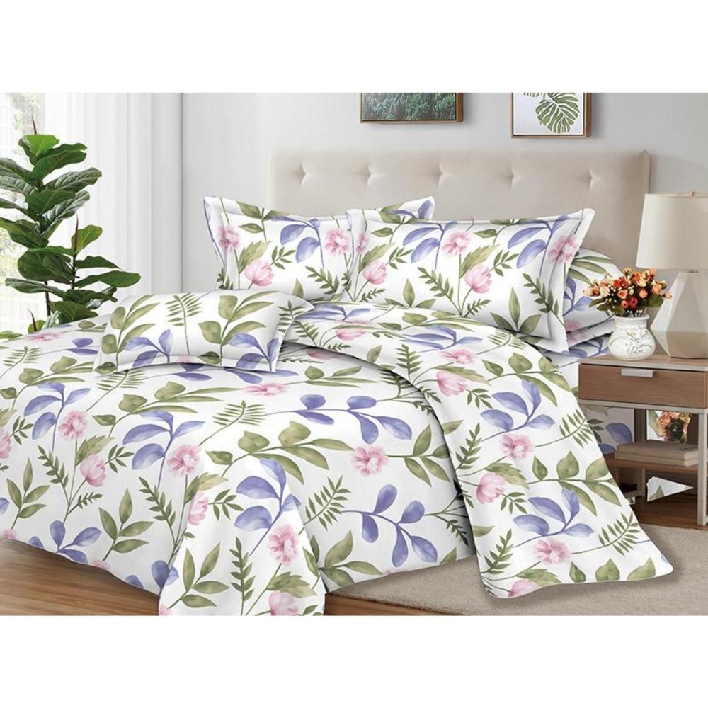 Juego de Sábanas 100% Suave Algodón 2Plazas 4 Piezas 2000 Hilos Floral Acuarela