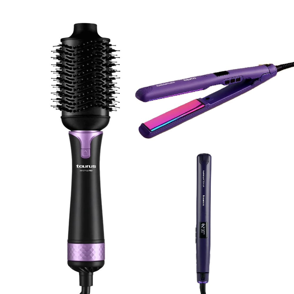 CEPILLO MOLDEADOR TAURUS 5 EN 1 AIR STYLE PRO y ALISADORA PLASMA SLIM TITANIUM