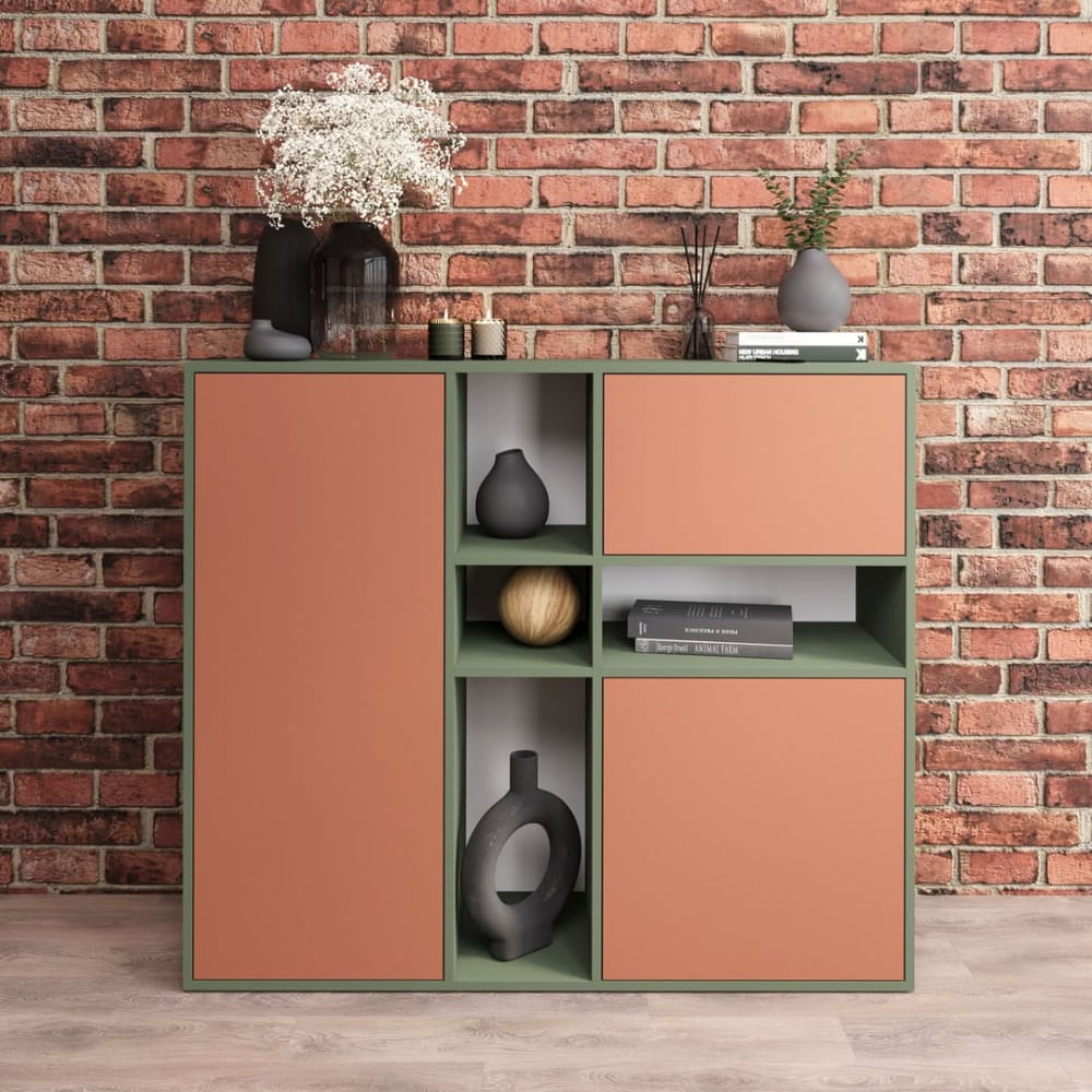 Aparador Palmer 3 puertas Naranja y Verde | Masiva Home
