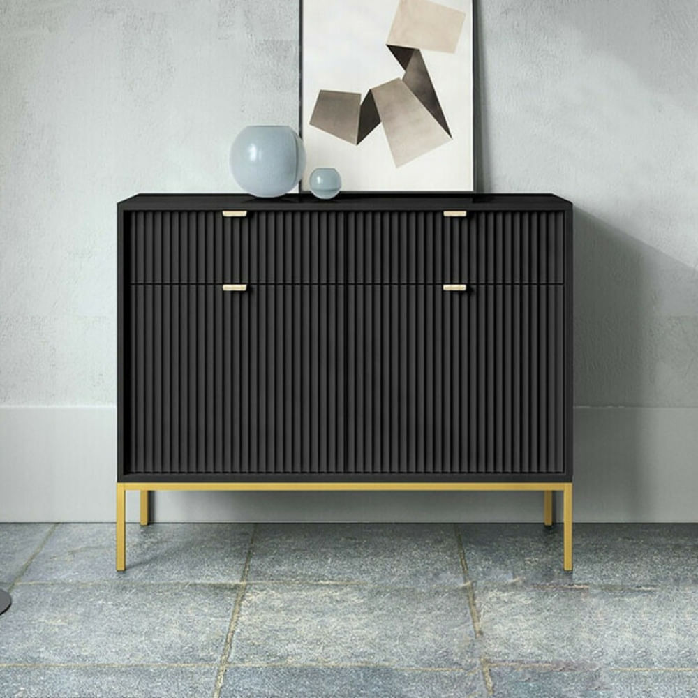 Aparador Luisa 2 puertas Negro y Dorada | Masiva Home